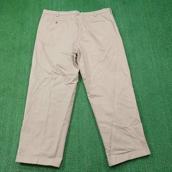 G.H. Bass & Co. Pants Mens 42x30 Khaki Classic Fit Pleated Casual 100% Cotton - Picture 4 of 7